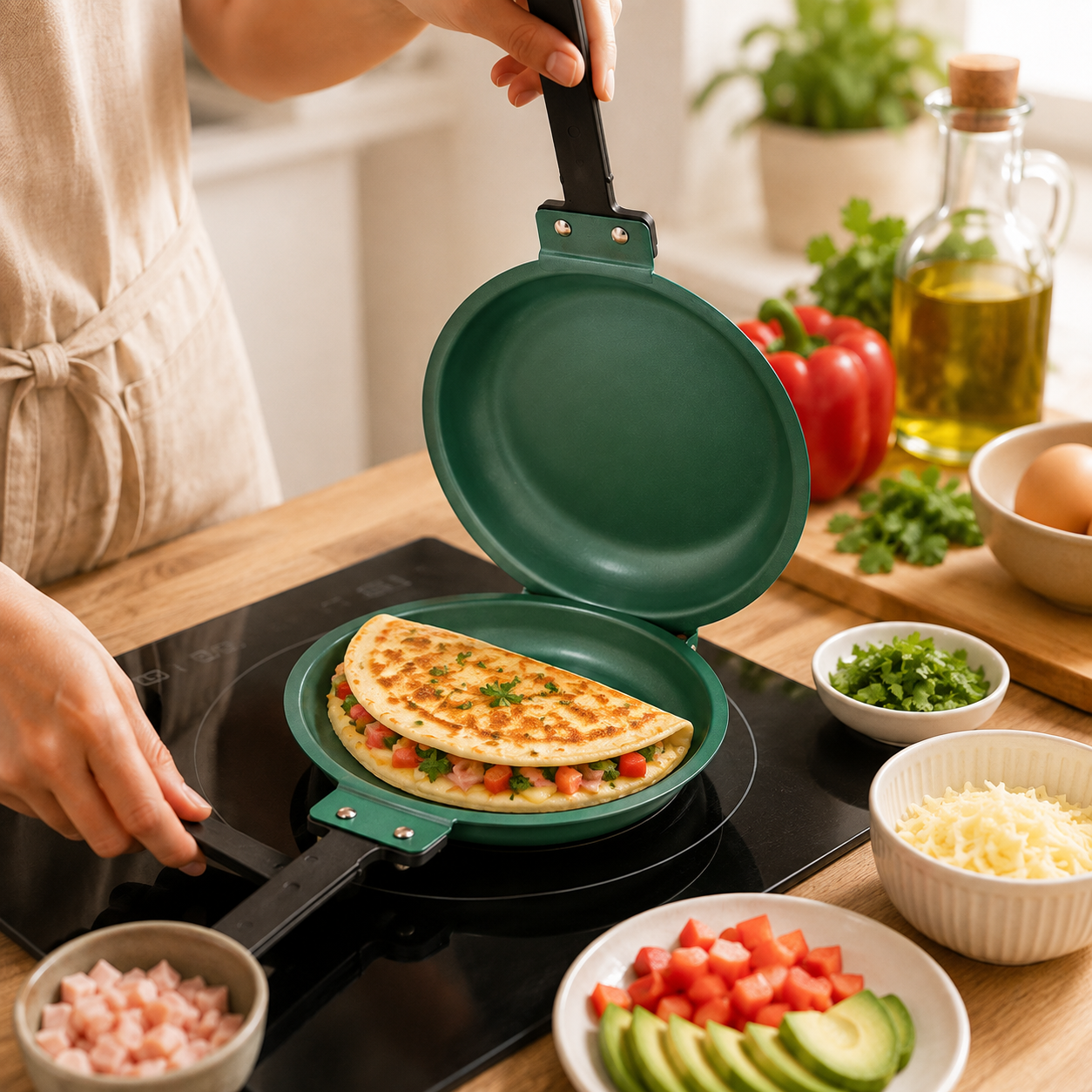 Sartén Doble EasyCook™ - Multiusos para Toda la Cocina + Recetario completamente GRATIS