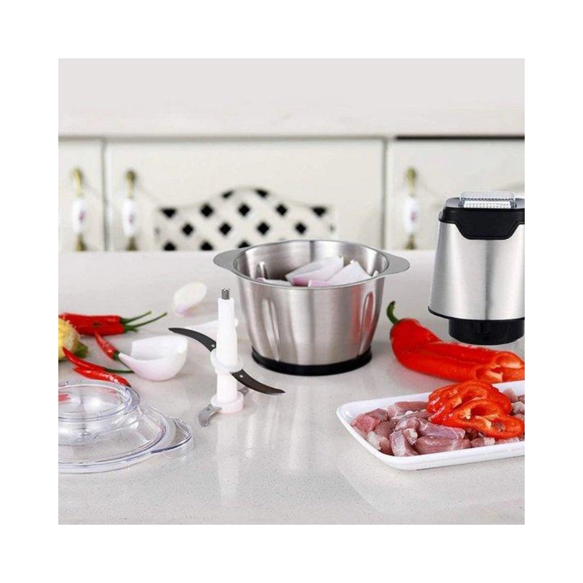 Picadora Eléctrica TurboPro 800W – Potencia y Precisión en Segundos + GUIA DE RECETAS GRATIS