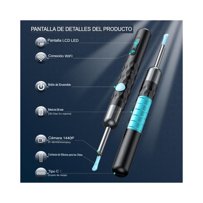 Wax Clean Vision™ - Limpiador de Oídos Inteligente con Cámara HD - Limpieza Segura y Precisa desde tu Celular