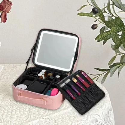 GlowCase Pro™ - Cosmetiquero LED Inteligente - La mejor compañera para tu rutina de belleza + Masajeador facial completamente GRATIS