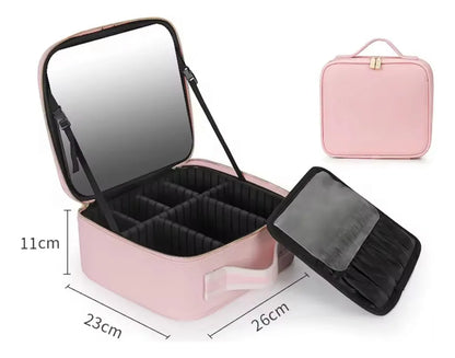 GlowCase Pro™ - Cosmetiquero LED Inteligente - La mejor compañera para tu rutina de belleza + Masajeador facial completamente GRATIS