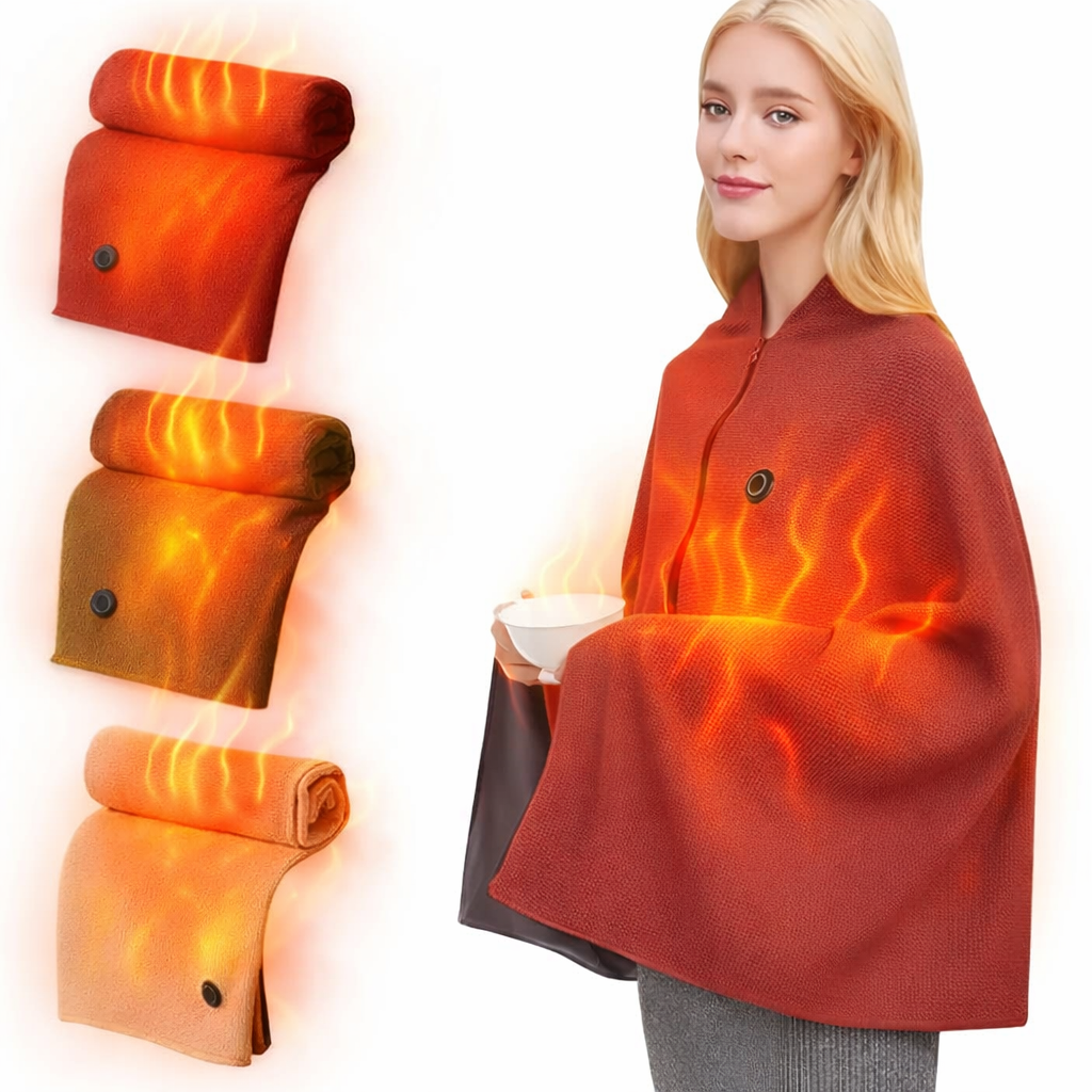 WarmPoncho USB™  - Manta Térmica Eléctrica Tipo Poncho – Mantente Abrigado y Relajado en Cualquier Lugar
