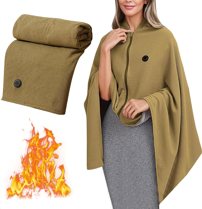 WarmPoncho USB™  - Manta Térmica Eléctrica Tipo Poncho – Mantente Abrigado y Relajado en Cualquier Lugar