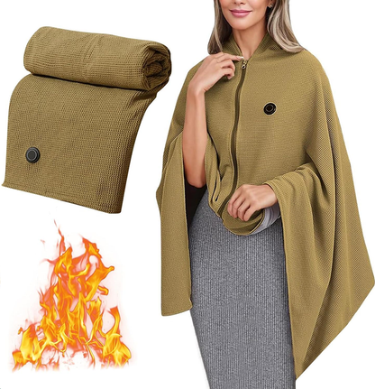 WarmPoncho USB™  - Manta Térmica Eléctrica Tipo Poncho – Mantente Abrigado y Relajado en Cualquier Lugar