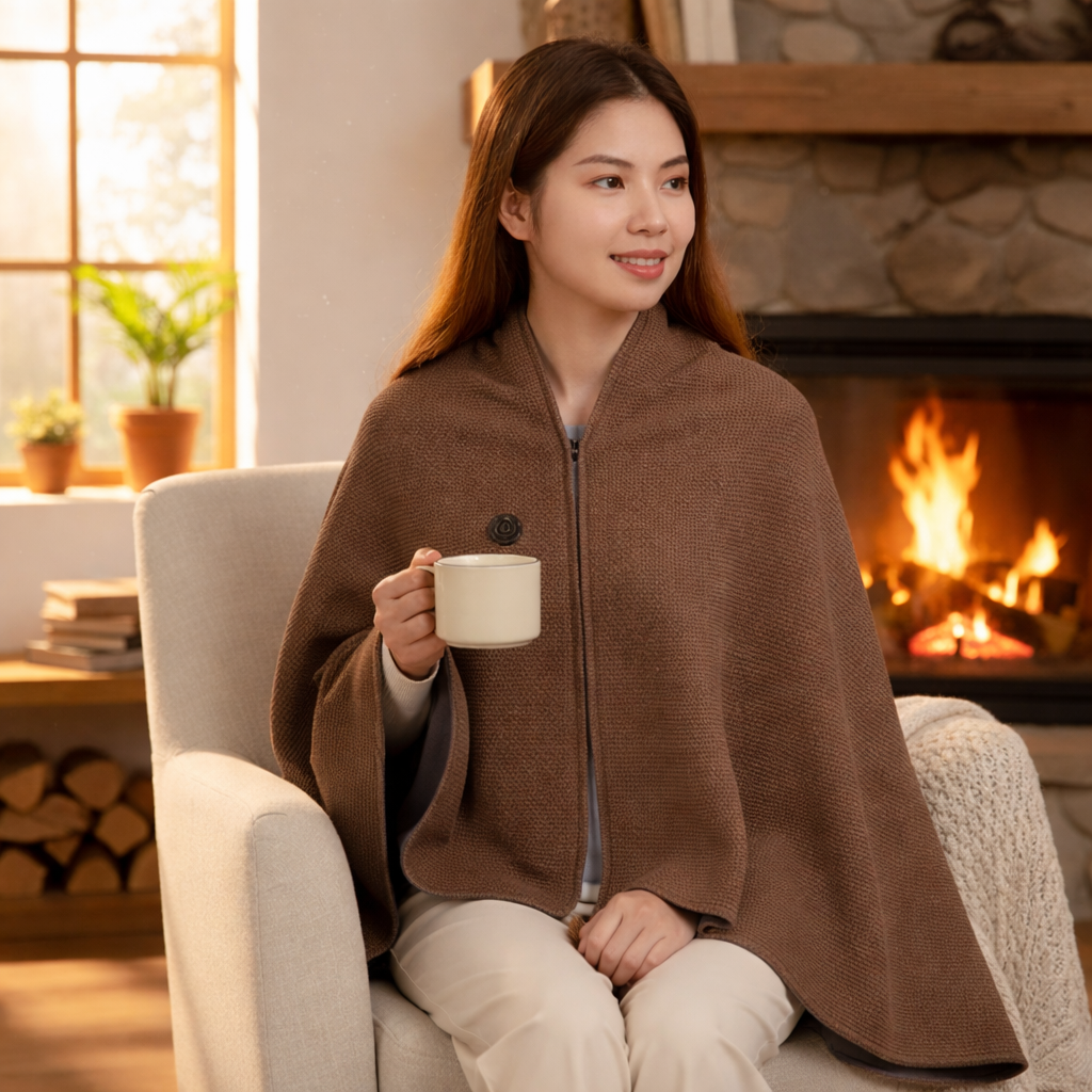 WarmPoncho USB™  - Manta Térmica Eléctrica Tipo Poncho – Mantente Abrigado y Relajado en Cualquier Lugar