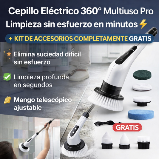 Cepillo Eléctrico 360° Multiuso Pro -  Limpieza sin esfuerzo en minutos ⚡+ KIT DE ACESORIOS COMPLETAMENTE GRATIS