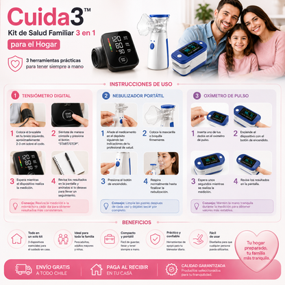 Cuida3™ – Kit de Salud Familiar 3 en 1 para el Hogar - 3 herramientas prácticas para tener siempre a mano