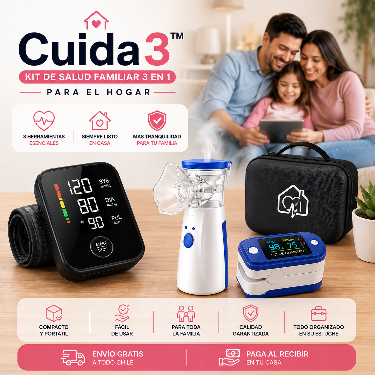 Cuida3™ – Kit de Salud Familiar 3 en 1 para el Hogar - 3 herramientas prácticas para tener siempre a mano