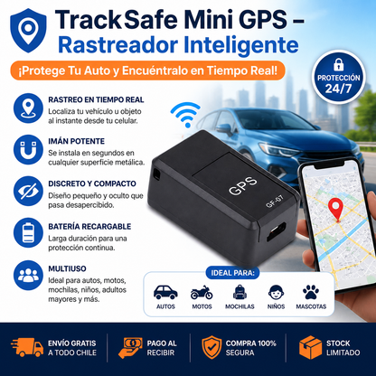 TrackSafe Mini GPS – Rastreador Inteligente - ¡Protege Tu Auto y Encuéntralo en Tiempo Real! 🚗📍