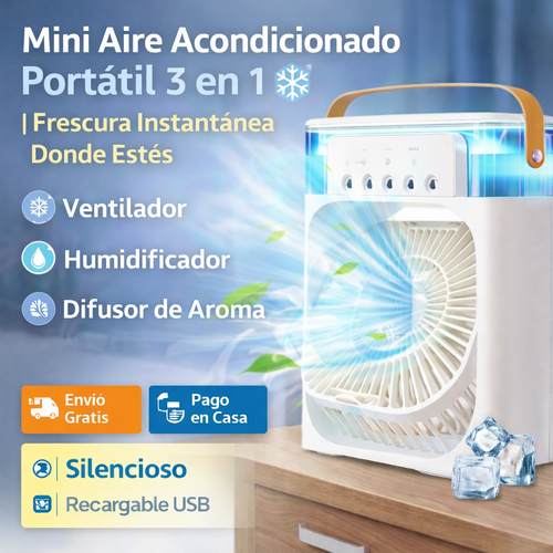 Mini Aire Acondicionado Portátil 3 en 1 ❄️ | Frescura Instantánea Donde Estés