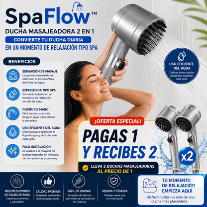 SpaFlow™ | Ducha Masajeadora 2 en 1 - Relajacion tipo spa - Pide 1 y recibes 2.