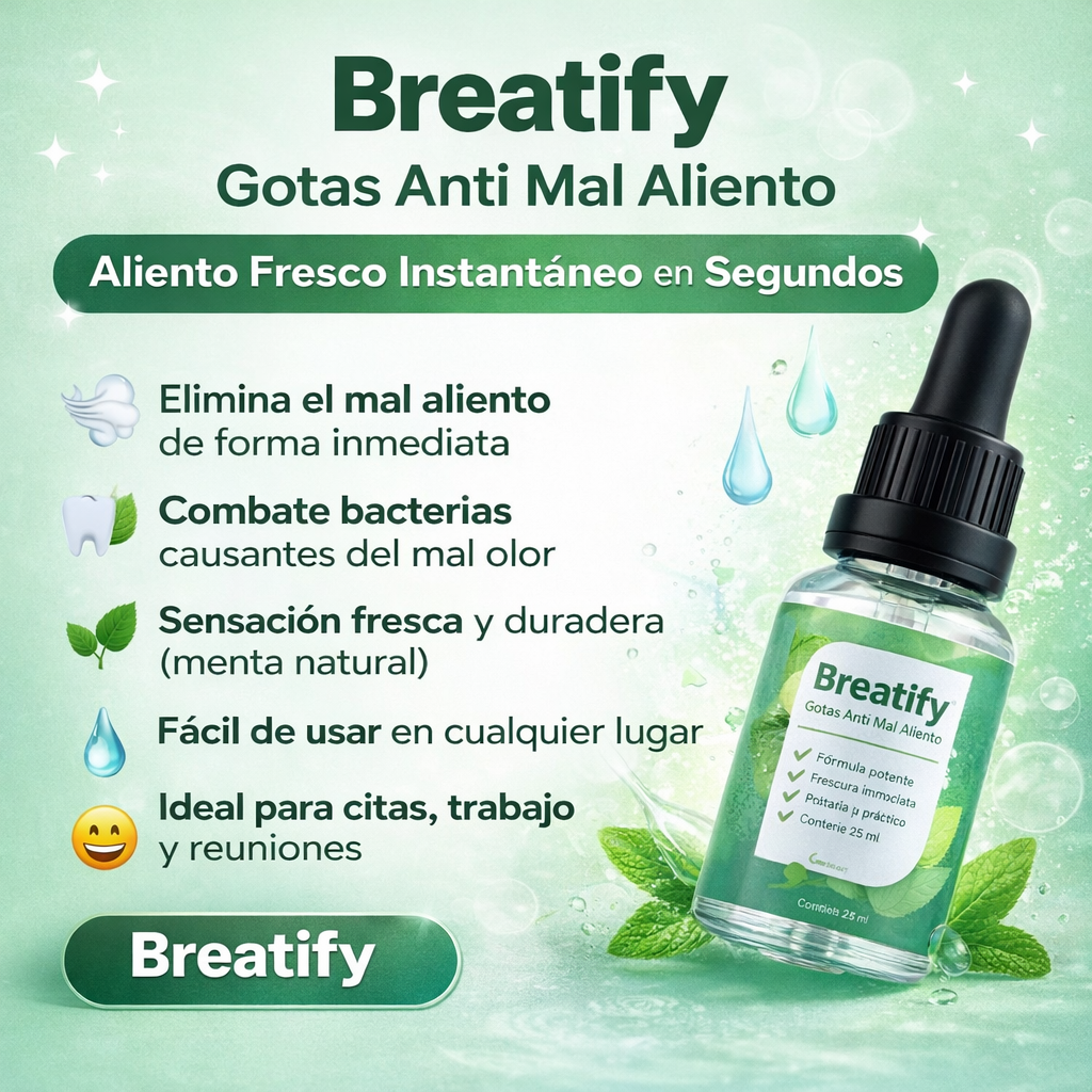 Breatify Gotas Anti Mal Aliento – Aliento Fresco Instantáneo en Segundos