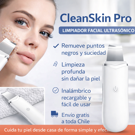 CleanSkin Pro -Limpiador Facial Ultrasónico Inalámbrico 3 en 1