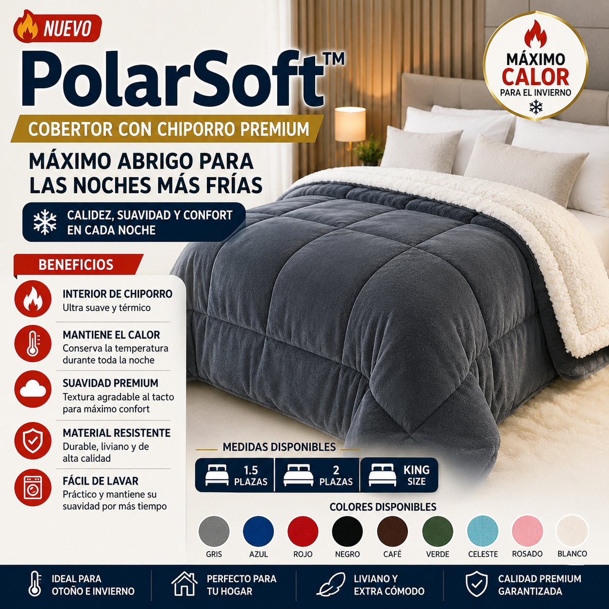 🔥 PolarSoft™ | Cobertor con Chiporro Premium - Máximo Abrigo para las Noches Más Frías