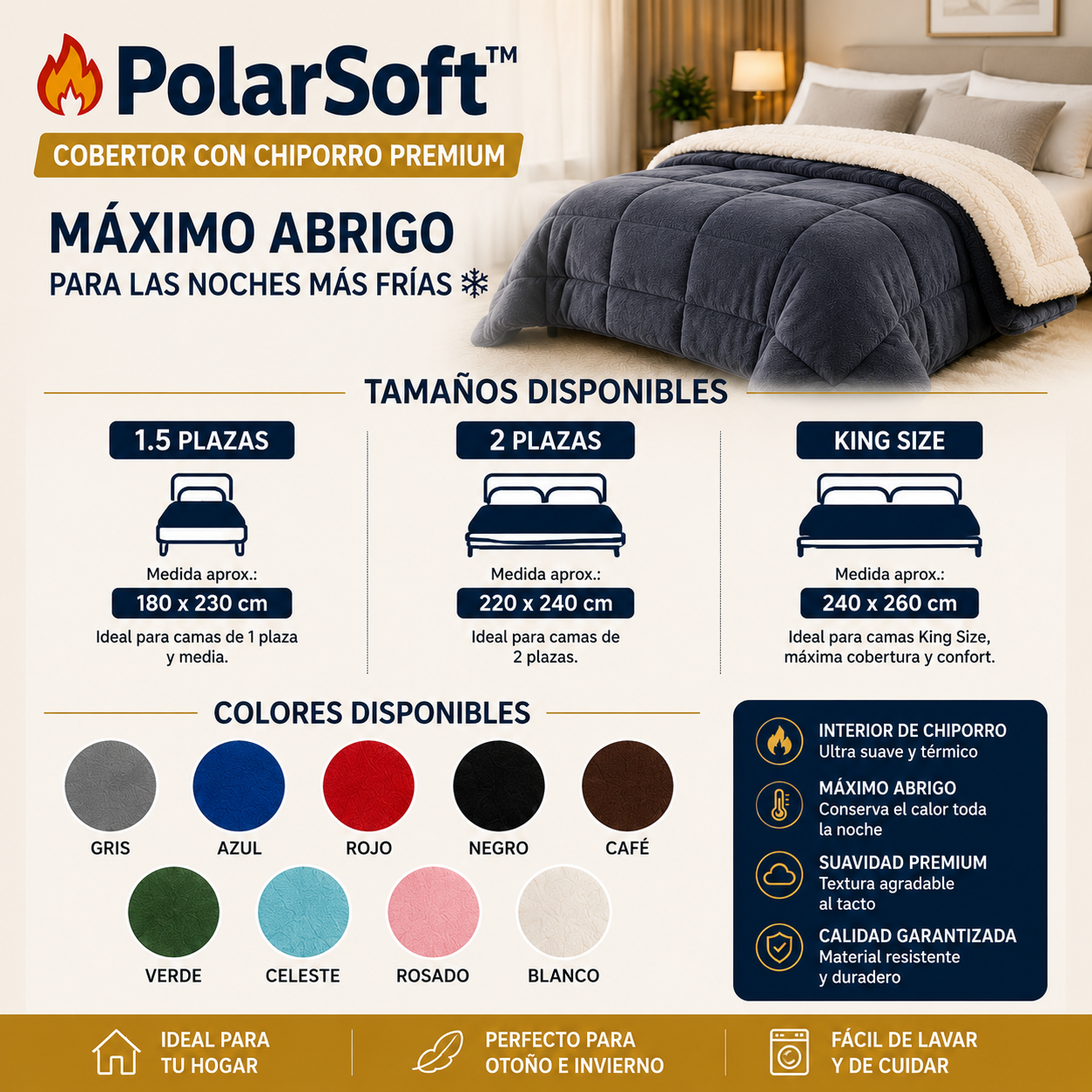 🔥 PolarSoft™ | Cobertor con Chiporro Premium - Máximo Abrigo para las Noches Más Frías