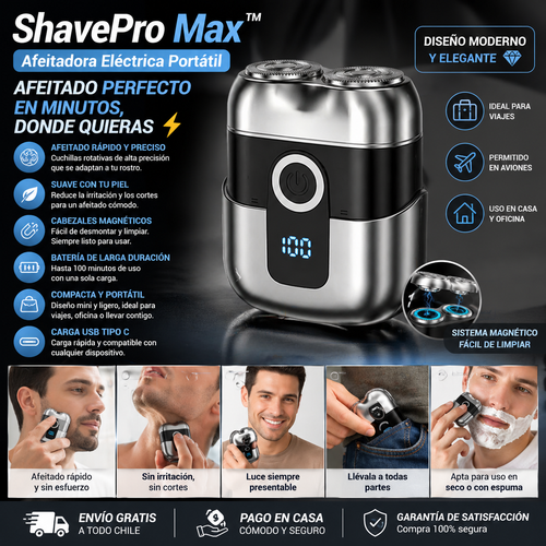 ShavePro Max™ – Afeitadora Eléctrica Portátil - Afeitado perfecto en minutos, donde quieras ⚡