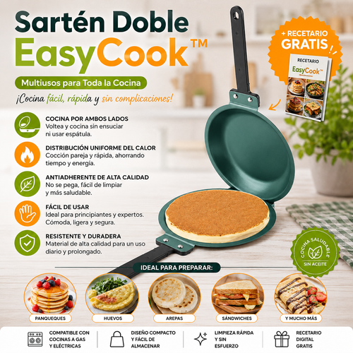 Sartén Doble EasyCook™ - Multiusos para Toda la Cocina + Recetario completamente GRATIS