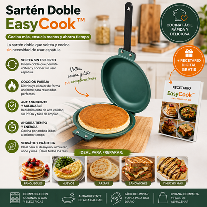Sartén Doble EasyCook™ - Multiusos para Toda la Cocina + Recetario completamente GRATIS