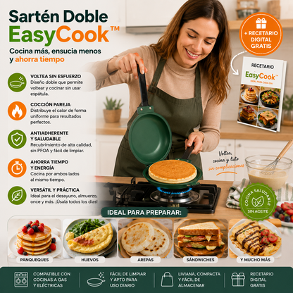 Sartén Doble EasyCook™ - Multiusos para Toda la Cocina + Recetario completamente GRATIS