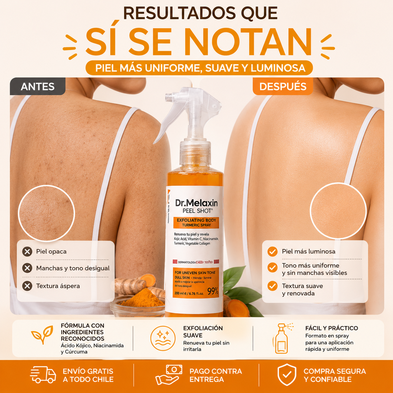 Spray Renovador Dr. Melaxin para Manchas y Piel Áspera