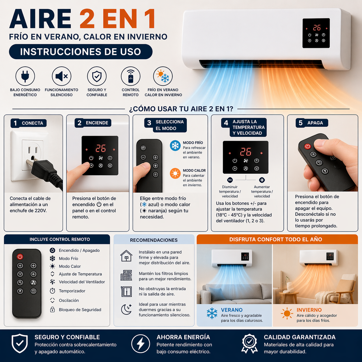 ClimaPro – Aire 2 en 1 Frío y Calor – Confort Todo el Año
