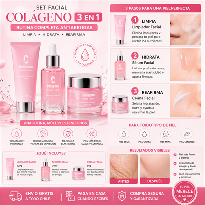 SkinGlow Colágeno 3 en 1 – Rutina Antiarrugas - Un regalo que Mama amara