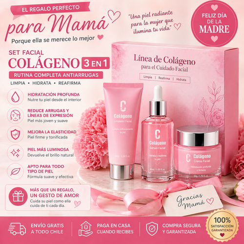 SkinGlow Colágeno 3 en 1 – Rutina Antiarrugas - Un regalo que Mama amara