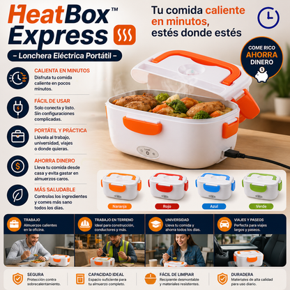 HeatBox Express™ – Lonchera Eléctrica Portátil - Tu comida caliente en minutos, estés donde esté