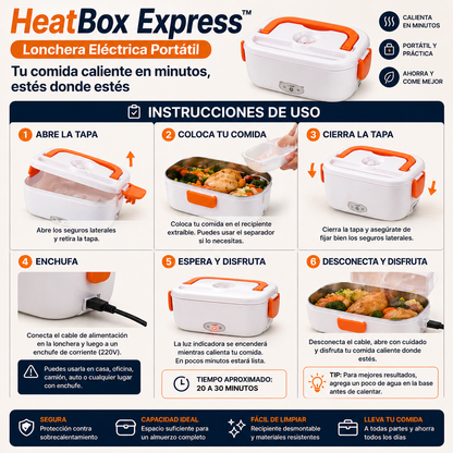 HeatBox Express™ – Lonchera Eléctrica Portátil - Tu comida caliente en minutos, estés donde esté