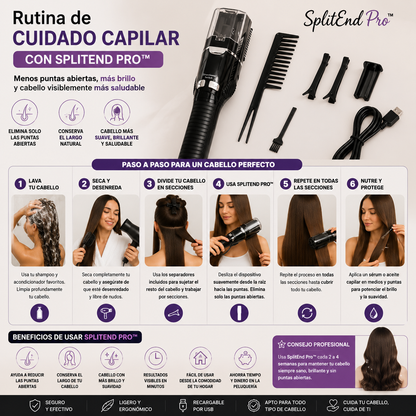 SplitEnd Pro™ | Cepillo Cortador de Puntas Abiertas - Cabello Más Saludable sin Perder el Largo