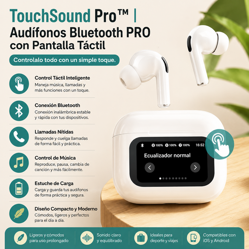 TouchSound Pro™ | Audífonos con Pantalla Táctil - Controlalo todo con un simple toque.