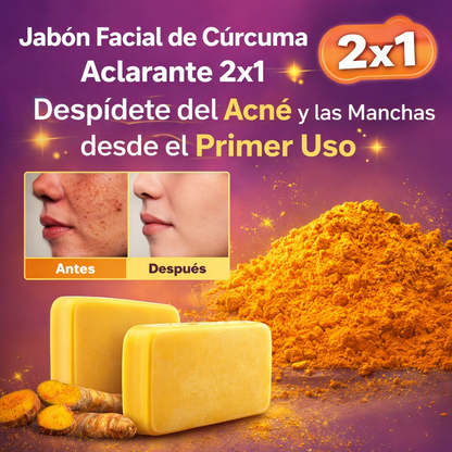 Jabón Facial de Cúrcuma Aclarante 2x1   - Despídete del Acné y las Manchas desde el Primer Uso