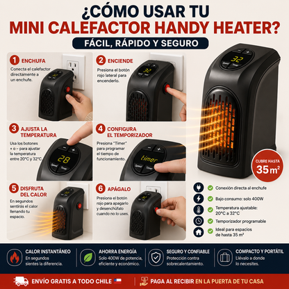 🔥 Mini Calefactor Enchufable Handy Heater – Calor Instantáneo Sin Ocupar Espacio