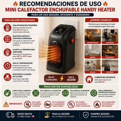 🔥 Mini Calefactor Enchufable Handy Heater – Calor Instantáneo Sin Ocupar Espacio