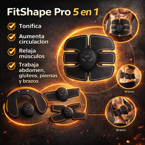 FitShape Pro – Tonificador Muscular EMS - Trabaja Glúteos, Abdomen, Piernas y Brazos sin esfuerzo