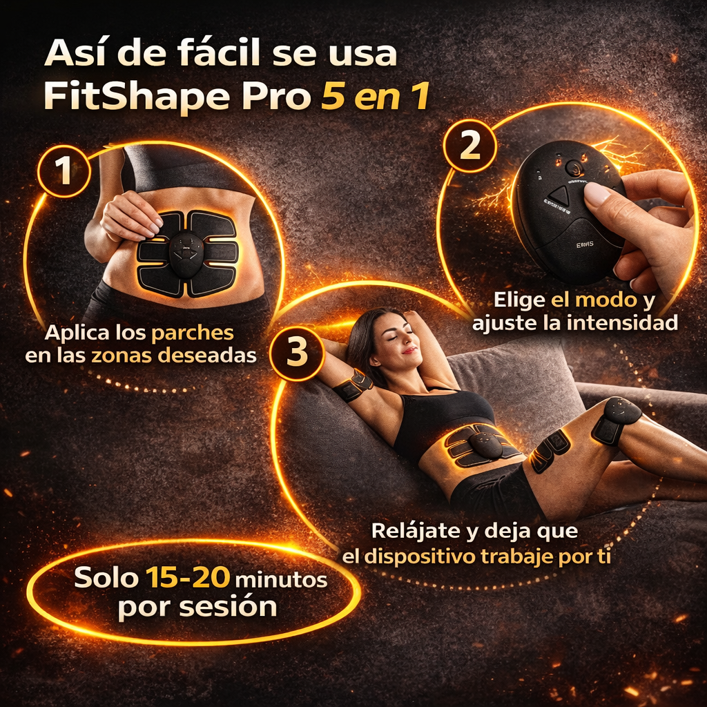 FitShape Pro – Tonificador Muscular EMS - Trabaja Glúteos, Abdomen, Piernas y Brazos sin esfuerzo