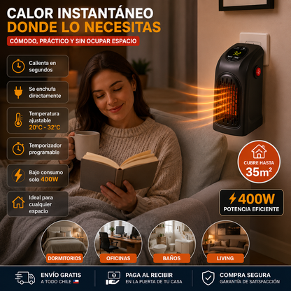 🔥 Mini Calefactor Enchufable Handy Heater – Calor Instantáneo Sin Ocupar Espacio