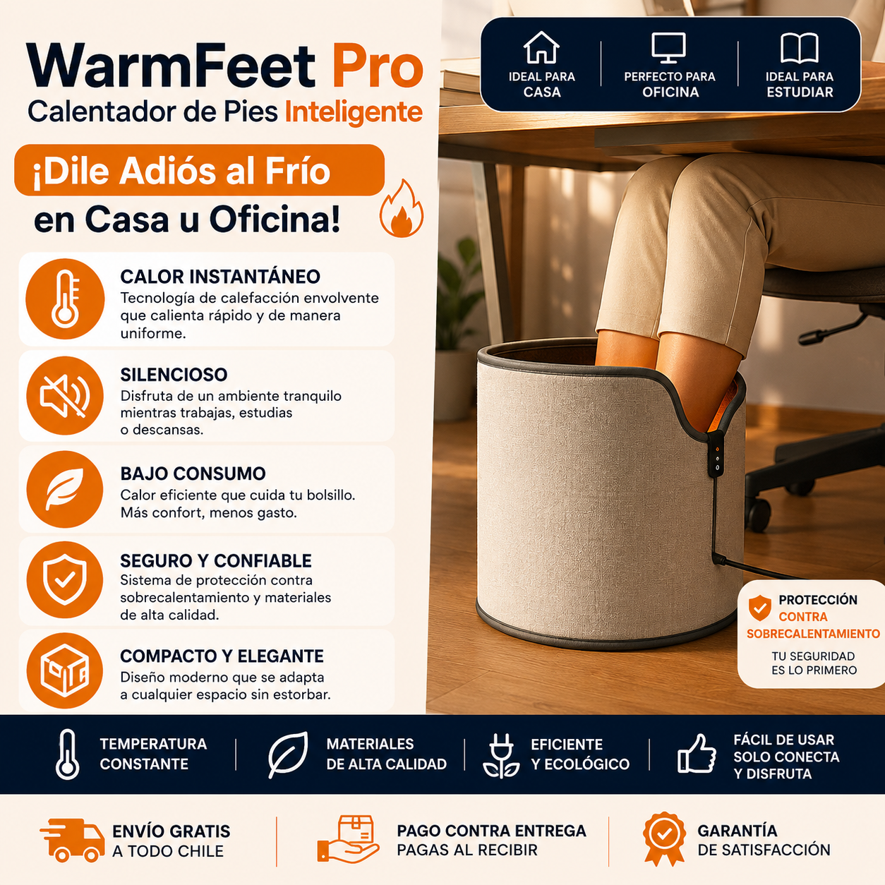 WarmFeet Pro – Calentador de Pies Inteligente- ¡Dile Adiós al Frío en Casa u Oficina! ❄️🔥