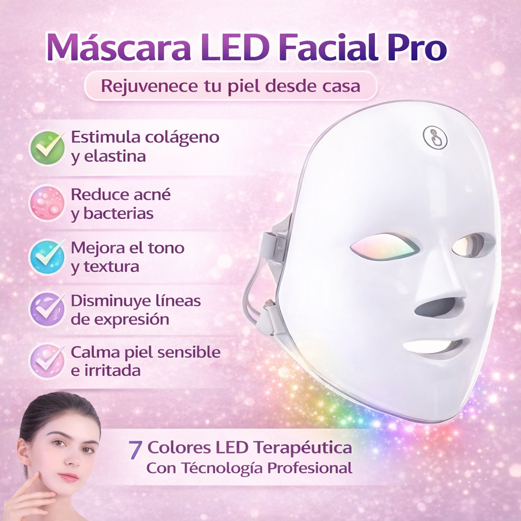 Máscara LED Facial Pro – Rejuvenece Tu Piel Desde Casa