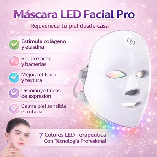 Máscara LED Facial Pro – Rejuvenece Tu Piel Desde Casa