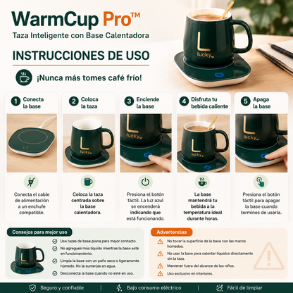 WarmCup Pro™ | Taza Inteligente con Base Calentadora - ¡Nunca más tomes café frío!