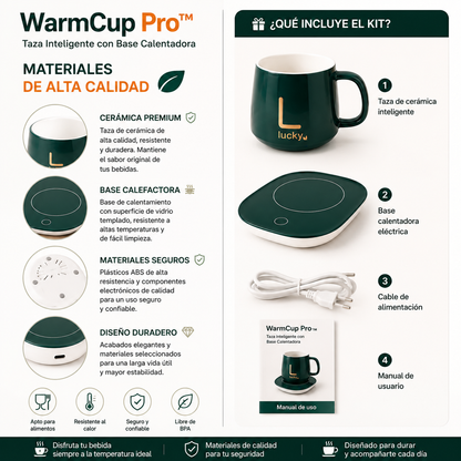 WarmCup Pro™ | Taza Inteligente con Base Calentadora - ¡Nunca más tomes café frío!