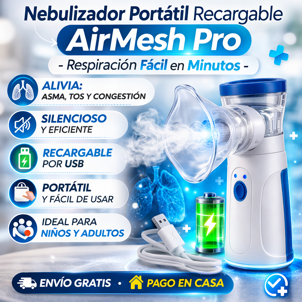 Nebulizador Portátil Recargable AirMesh Pro - Alivio en Minutos
