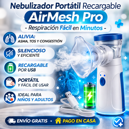 Nebulizador Portátil Recargable AirMesh Pro - Alivio en Minutos