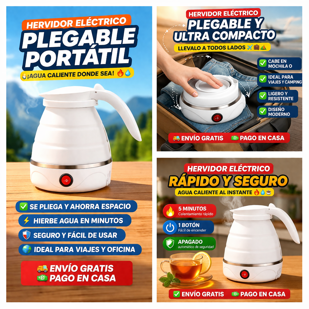 Hervidor Eléctrico Plegable - Hierve agua en segundos donde sea 🔥💧