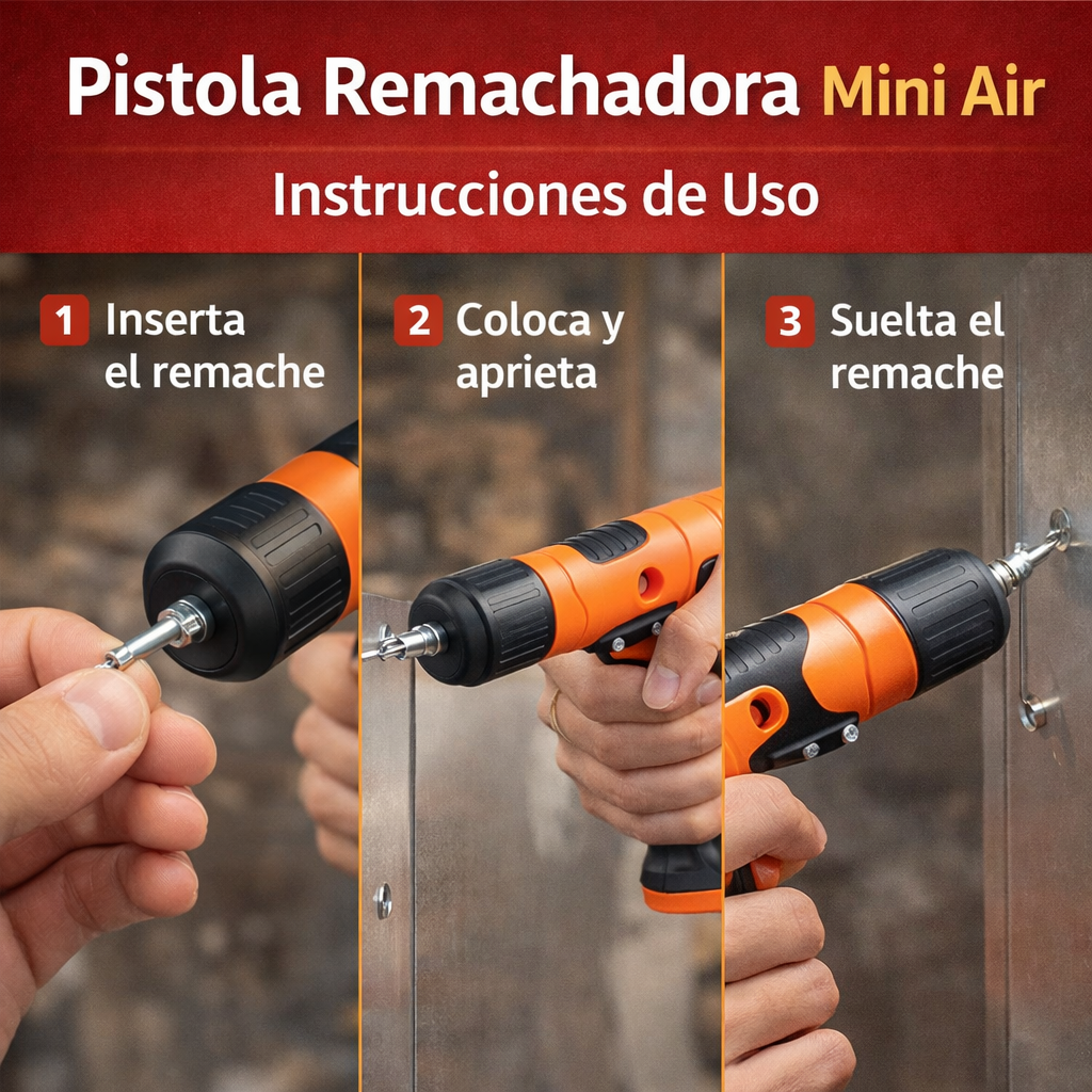 Pistola Remachadora Mini Air - ¡Fija todo en segundos sin esfuerzo!