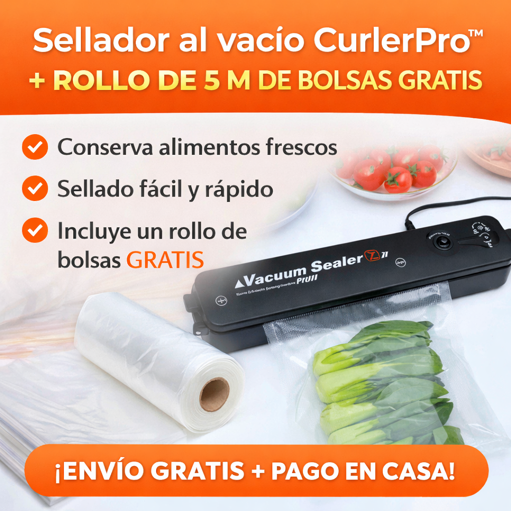 Sellador al vacío CurlerPro™ + ROLLO DE 5 M DE BOLSAS GRATIS